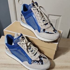 Michael Kors NWOT Blue and Snake Print Sneakers